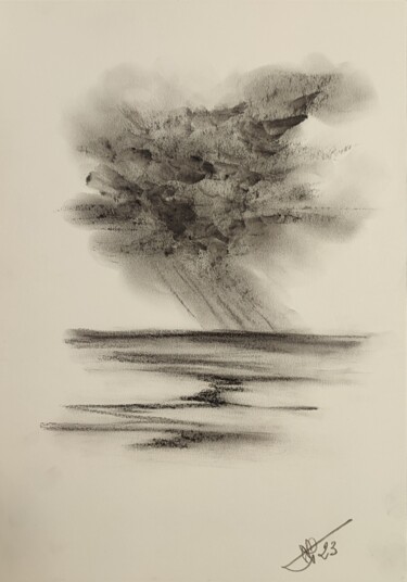 Drawing titled "Searching the sun" by Simona Rossi (MoTó), Original Artwork, Charcoal