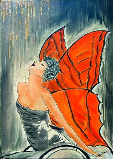 Картина под названием "LE ALI DEL FUTURO" - Simona Rossi (MoTó), Подлинное произведение искусства, Акрил Установлен на Дерев…