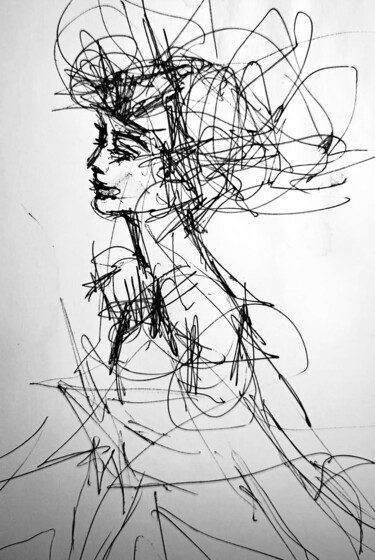 Drawing titled "Anonima" by Simone Capuano, Original Artwork, Ink