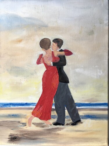 Peinture intitulée "couple danseurs sur…" par Simone Collet, Œuvre d'art originale, Huile