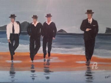 Peinture intitulée "hommes sur la plage" par Simone Collet, Œuvre d'art originale, Acrylique Monté sur artwork_cat.