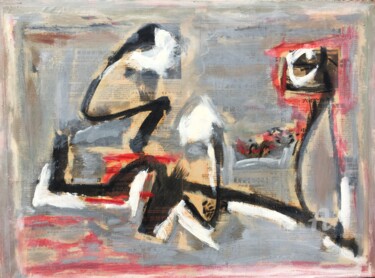 Картина под названием "L'ingénue-天才" - Simone Cros-Morea, Подлинное произведение искусства, Акрил Установлен на Деревянная р…