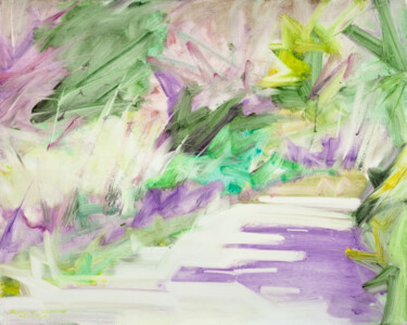 Pittura intitolato "Waiting: the purple…" da Simone Romani, Opera d'arte originale, Olio Montato su Pannello di legno