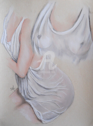 Drawing titled "étude maillot mouil…" by Simonetti  Dit Sm, Original Artwork, Pastel
