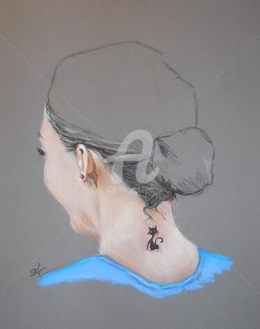 Painting titled "TATOUAGE" by Simonetti  Dit Sm, Original Artwork, Pastel