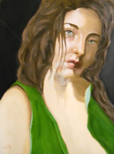 Pintura intitulada "VISAGE DE FEMME" por Simonetti  Dit Sm, Obras de arte originais, Óleo