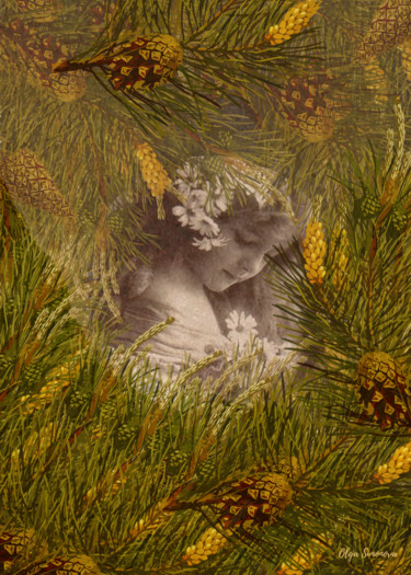 Arte digitale intitolato "Рождество" da Olga Simonova, Opera d'arte originale, Pittura digitale Montato su Telaio per barell…