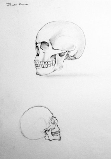 Desenho intitulada "Crâne" por Maria Iacuzzi (SIMPLE ART), Obras de arte originais, Lápis