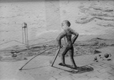 「Mentalist」というタイトルの描画 Simpsonによって, オリジナルのアートワーク, 鉛筆 段ボールにマウント