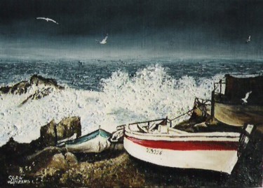 Peinture intitulée "Tempête en mer d'Ir…" par Lark Sindia, Œuvre d'art originale