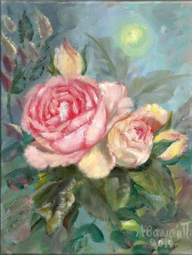 Malerei mit dem Titel "λουλούδια στο κήπο" von Athanasia P, Original-Kunstwerk, Öl