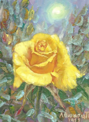 Malerei mit dem Titel "Λουλούδια" von Athanasia P, Original-Kunstwerk, Öl