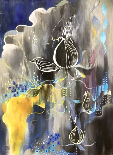 Peinture intitulée "Nervous (Lotus)" par Siu Chong Law Luo Shao Zhuang, Œuvre d'art originale, Huile