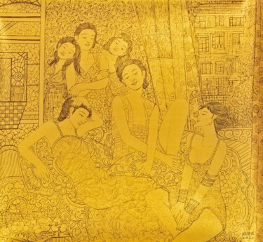 Peinture intitulée "Leisurely" par Siu-Yau Chung, Œuvre d'art originale, Encre