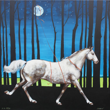 Schilderij getiteld "Luna" door Małgorzata Łodygowska, Origineel Kunstwerk, Acryl