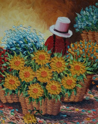 Malerei mit dem Titel "South America. Sun…" von Sjoerd Nienhuys, Original-Kunstwerk, Öl Auf Keilrahmen aus Holz montiert