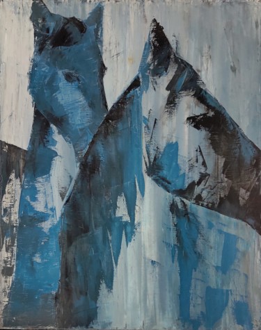 Картина под названием "The two" - Vladimir Skalkin, Подлинное произведение искусства, Масло