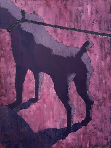 Schilderij getiteld "Dog on a leash" door Vladimir Skalkin, Origineel Kunstwerk, Olie