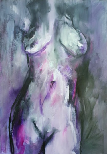 Painting titled "nude in black, whit…" by Skipp Von Danzig, Original Artwork, Oil