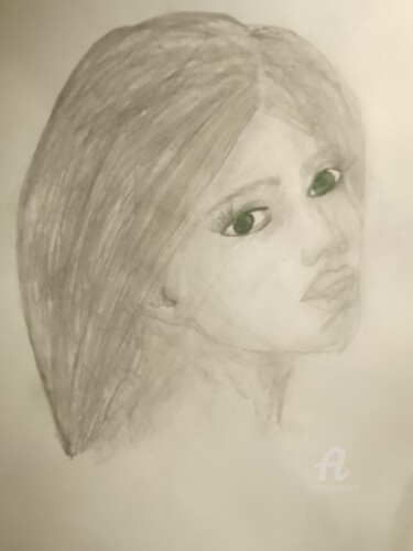 Ζωγραφική με τίτλο "Green Eyed Girl" από Skylor Timeless, Αυθεντικά έργα τέχνης, Μολύβι
