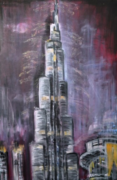Pittura intitolato "Burj Khalifa" da Sladja, Opera d'arte originale, Olio