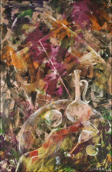 Peinture intitulée "Pink still life Pai…" par Vyacheslav Kostyuchenko, Œuvre d'art originale, Huile