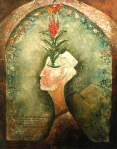 Painting titled "Green Eyes of the Q…" by Vyacheslav Kostyuchenko, Original Artwork, Oil