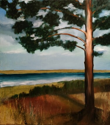 Malerei mit dem Titel "Golden Pine" von Vyacheslav Kostyuchenko, Original-Kunstwerk, Öl