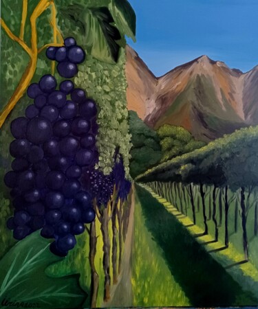 Malarstwo zatytułowany „New grape harvest,…” autorstwa Irina Ibragimova, Oryginalna praca, Olej Zamontowany na Drewniana ram…
