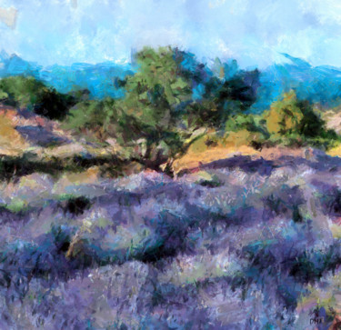 Картина под названием "Lavender Field By T…" - Dragica Micki Fortuna, Подлинное произведение искусства, Масло