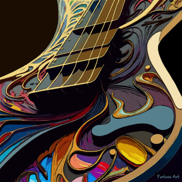 Digitale Kunst mit dem Titel "Close up guitar" von Dragica Micki Fortuna, Original-Kunstwerk, Digitale Malerei