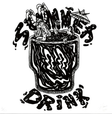 Dibujo titulada "Drink" por Slin, Obra de arte original, Rotulador