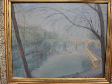 Painting titled "Le Pont Marie,Paris" by Slobodan Paunovic, Original Artwork, Oil