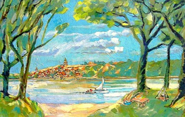 Peinture intitulée "Zemun" par Slobodan Spasojevic (Spaki), Œuvre d'art originale, Huile