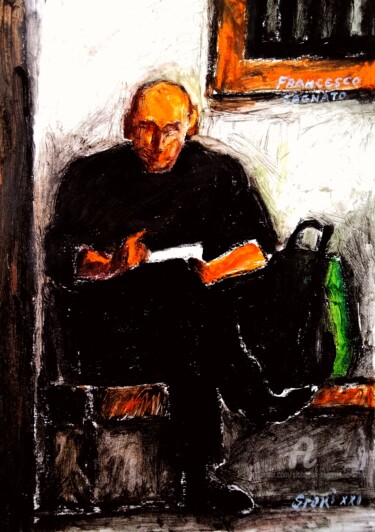 Painting titled "Au travail, mon  am…" by Slobodan Spasojevic (Spaki), Original Artwork, Pastel