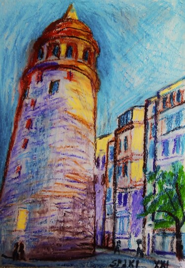 Pintura titulada "Galata "les fleuts…" por Slobodan Spasojevic (Spaki), Obra de arte original, Pastel