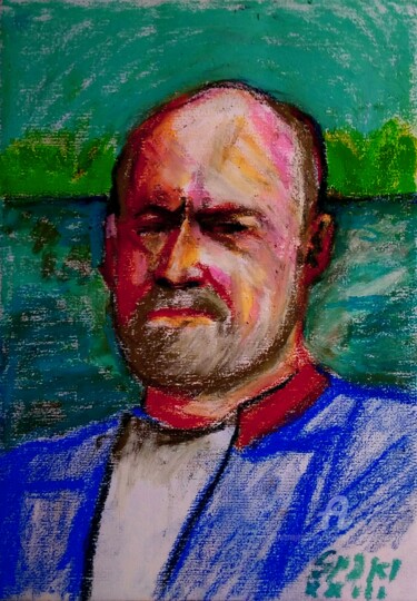 "Demi en-face portra…" başlıklı Tablo Slobodan Spasojevic (Spaki) tarafından, Orijinal sanat, Pastel