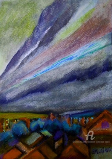 Painting titled "La tempete" by Slobodan Spasojevic (Spaki), Original Artwork, Pastel