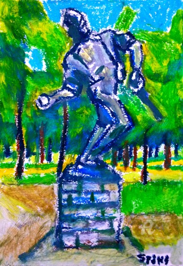 Schilderij getiteld "Bombardier monument…" door Slobodan Spasojevic (Spaki), Origineel Kunstwerk, Pastel