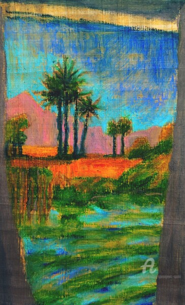 Картина под названием "Les rives du Nil" - Slobodan Spasojevic (Spaki), Подлинное произведение искусства, Пастель