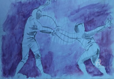 Peinture intitulée "L'epee sportive   n…" par Slobodan Spasojevic (Spaki), Œuvre d'art originale, Aquarelle