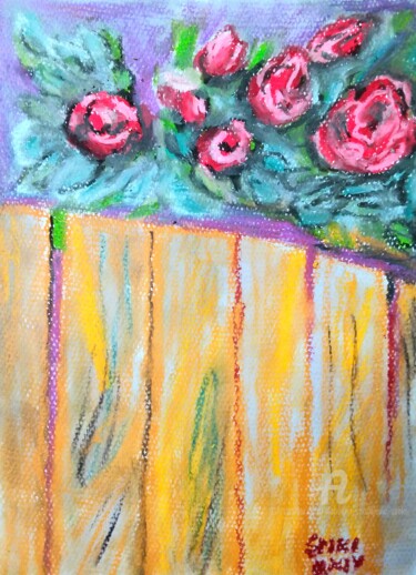Pintura intitulada "Les roses chez vois…" por Slobodan Spasojevic (Spaki), Obras de arte originais, Pastel