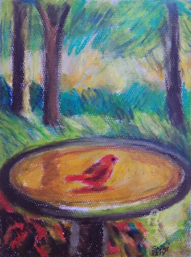 Pintura intitulada "Sur fontaine" por Slobodan Spasojevic (Spaki), Obras de arte originais, Pastel