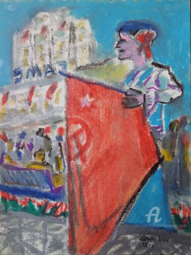 Pittura intitolato "9mai,Journe de la v…" da Slobodan Spasojevic (Spaki), Opera d'arte originale, pigmenti