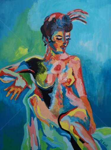 Картина под названием "kobieta" - Slonykarmel, Подлинное произведение искусства, Масло
