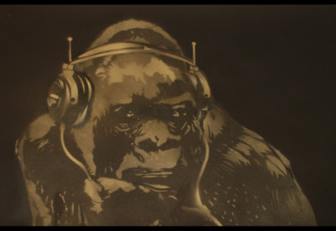 Schilderij getiteld "Gorilla in the Groo…" door Sly Art, Origineel Kunstwerk, Acryl