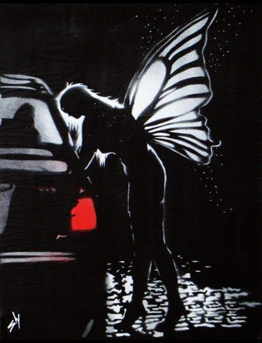 Painting titled "Street Fairy 1 (on…" by Sly Art, Original Artwork, Acrylic