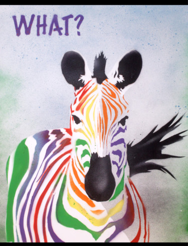Schilderij getiteld "What Zebra (on plai…" door Sly Art, Origineel Kunstwerk, Acryl