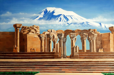 Painting titled "Vestiges de la cath…" by Smbat Sahakyan (Smbo), Original Artwork, Oil