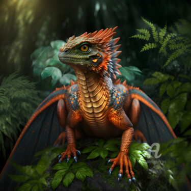 Digital Arts titled "Red Dragon 3" by Sm Design, Original Artwork, AI generated image